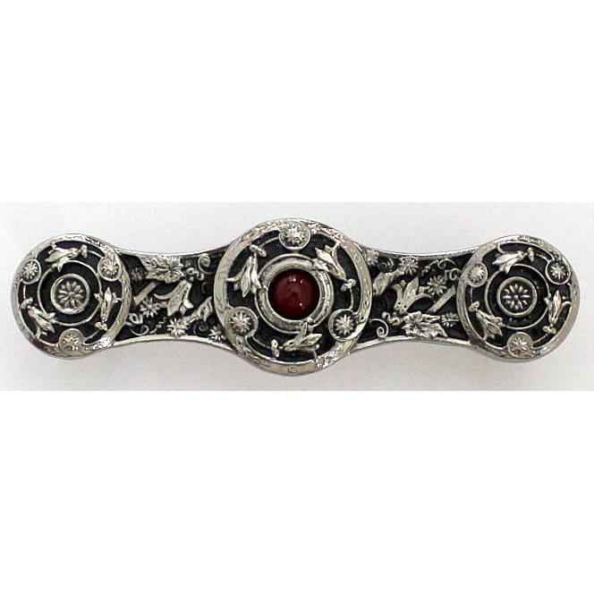 Notting Hill NHP-661-BN-RC Jeweled Lily Pull Brite Nickel/Red Carnelian natural stone